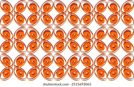 círculo laranja e oval como olhos no fundo branco repetem o padrão sem emenda, design de imagem repleto para impressão de tecido ou papel de parede ou fundo, padrão redondo de camada de flor