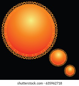orange circle  with space for text  on a black background