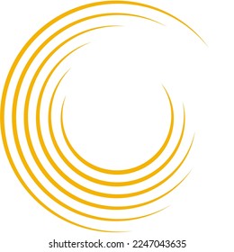 Líneas de velocidad de círculo naranja aisladas. Líneas de velocidad abstractas en forma de círculo, vector. Para el arte geométrico, diseño de elementos, logotipo, materiales de impresión y plantilla de carteles. Resumen de las líneas de velocidad de los círculos de fondo
