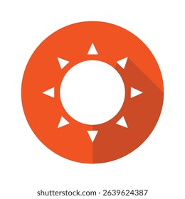 Orange circle sun icon bright summer weather symbol
