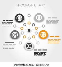 orange circle timeline infographic with big rings. infographic concept.
