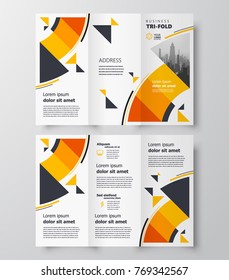 Orange Circles Tri-fold Business Brochure Design Template Creative Leaflet