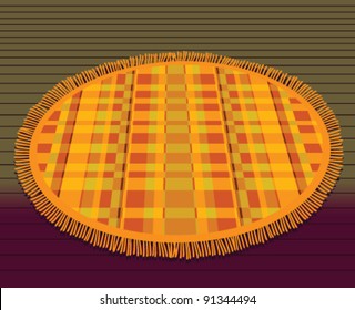 Orange circular bathroom mat