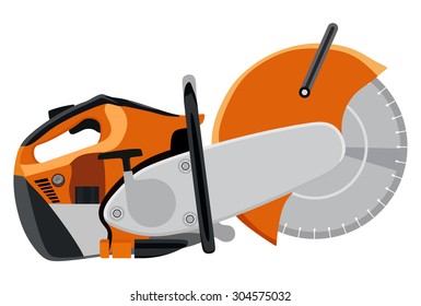 Orange circular chainsaw on a white background