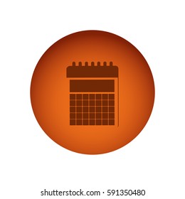 orange circular frame with silhouette calendar with spiral vector illustration