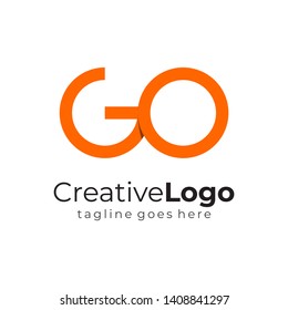 Orange Circular Initial Letter G and O Business Logo Flat Vector Design
