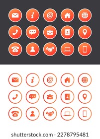Conjunto de iconos de vector de negocio de la línea circular naranja