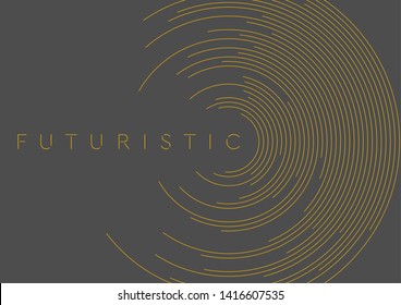 Orange circular lines abstract futuristic technology background. Vector design