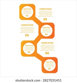 Orange Circular Process Infographic with Four Numbered Steps and Information Sections