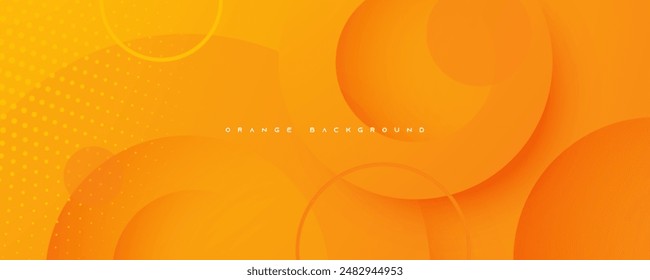 Orange circular shape abstract background dynamic design vector