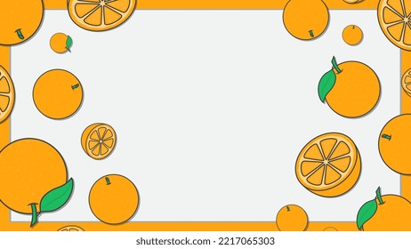 Orange Citrus Fruit Background Design Template. Orange Fruit Cartoon Vector Illustration. Citrus