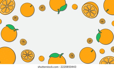 Orange Citrus Fruit Background Design Template. Orange Fruit Cartoon Vector Illustration