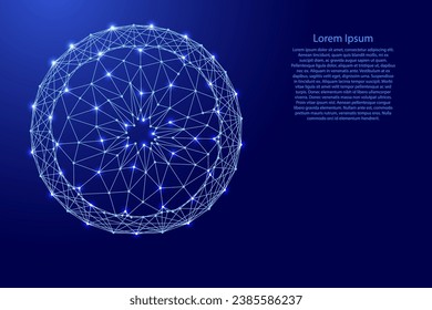 OrangenZitrusfrüchte, geschnitten, Sektoren, von futuristischen polygonalen blauen Linien und leuchtende Sterne für Banner, Plakat, Grußkarte