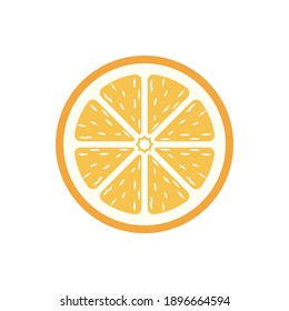 Orange citrus fruit half slice vector icon illustration design. Simple flat clip art logo sign or symbol for nutrition, vitamins, diet, etc. 
