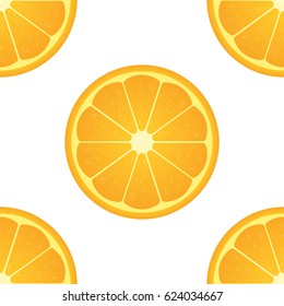 Orange citrus fruit. Healthy vegan food vector illustration. Seamless pattern.