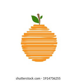 Orange Citrus Fruit Logo Icon Sign Hand Drawn Sketch Symbol Emblem Abstract Modern Design Cartoon Creative Style Fashion Print Clothes Apparel Greeting Invitation Card Cover Flyer Shop Store Poster Ad