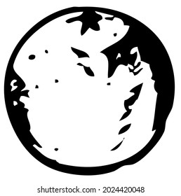 Orange, Zitrusfrüchte, tropische Früchte, Vektorgrafik, Schwarz-Weiß-Illustration einzeln auf weißem Hintergrund 