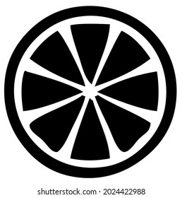 Orange, citrus fruit, tropical fruit, vector, illustration in black and white color, isolated on white background 
