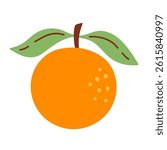 Orange citrus fruit vector illustration. Hand drawn colorful design element clip art in modern cute flat style. Organic vegan food drawing isolated on white background