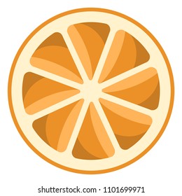 Orange Citrus Illustration - Round orange slice or cross section isolated on white background