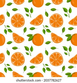 Orange citrus seamless pattern. Botanical vector illustration. Summer background. Floral design for textile, fabric and wallpaper.