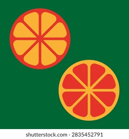 Orange citrus slice vector set features fresh fruit food. It represents creative healthy diet. eps 10