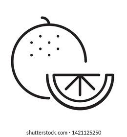 Orange, citrus thin line isolated flat vector icon - Vector