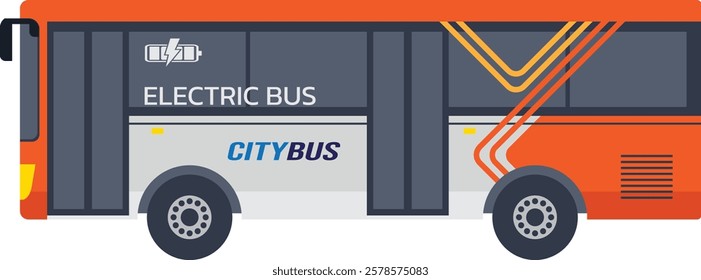 an orange city bus with electric engine