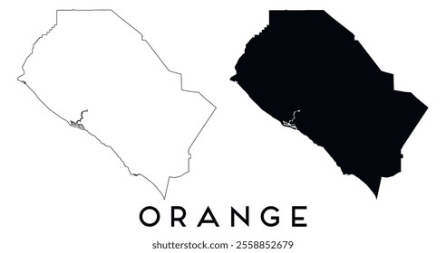 Orange City map outline and black silhouette vector