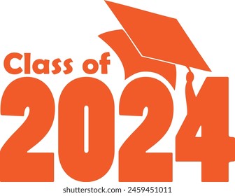 Orange Class of 2024 with graduation cap