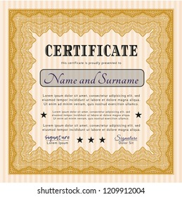 Orange Classic Certificate template. Customizable, Easy to edit and change colors. Easy to print. Nice design. 
