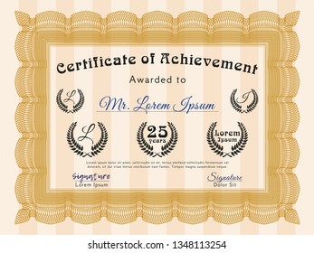 Orange Classic Certificate template. Customizable, Easy to edit and change colors. Easy to print. Elegant design. 