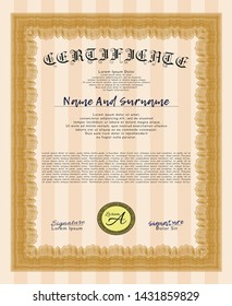 Orange Classic Certificate template. Customizable, Easy to edit and change colors. Printer friendly. Superior design. 