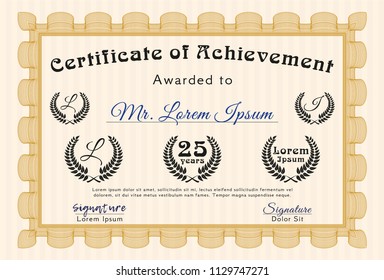 Orange Classic Certificate template. Detailed. With great quality guilloche pattern. Cordial design. 