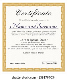 Orange Classic Certificate template. Detailed. Easy to print. Money Pattern design. Orange Classic Certificate template. Detailed. Easy to print. Money Pattern design.