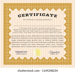 Orange Classic Certificate template. Easy to print. Sophisticated design. Detailed. 