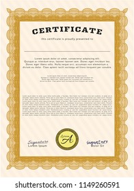 Orange Classic Certificate template. Easy to print. Detailed. Modern design. 