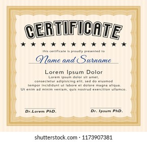 Orange Classic Certificate template. Easy to print. Detailed. Excellent design. 