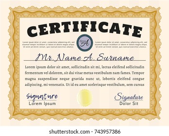 Orange Classic Certificate template. Easy to print. Artistry design. Customizable, Easy to edit and change colors. 