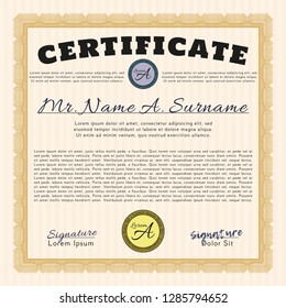 Orange Classic Certificate template. Excellent design. Customizable, Easy to edit and change colors. With complex linear background. 