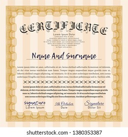 Orange Classic Certificate template. Excellent design. Detailed. With quality background. 