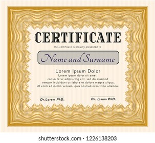 Orange Classic Certificate template. With linear background. Customizable, Easy to edit and change colors. Modern design. 