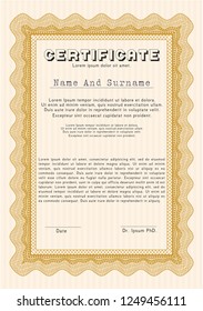 Orange Classic Certificate template. With linear background. Customizable, Easy to edit and change colors. Money Pattern design. 