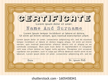 Orange Classic Certificate template. Perfect design. Easy to print. Customizable, Easy to edit and change colors. 