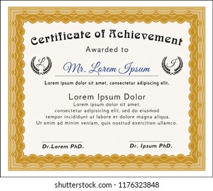 Orange Classic Certificate template. Printer friendly. Cordial design. Detailed. 