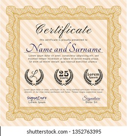 Orange Classic Certificate template. Printer friendly. Cordial design. Customizable, Easy to edit and change colors. 