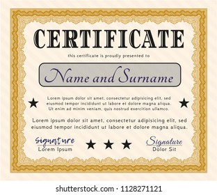 Orange Classic Certificate template. With quality background. Cordial design. Customizable, Easy to edit and change colors. 