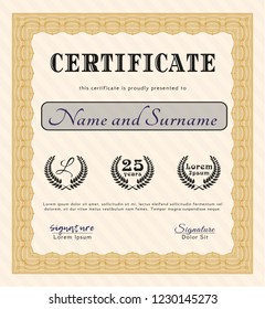 Orange Classic Certificate template. Retro design. Customizable, Easy to edit and change colors. With complex linear background. 