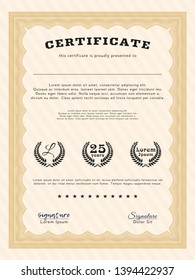 Orange Classic Certificate template. Vector illustration. With quality background. Superior design. 