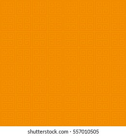Orange Classic meander seamless pattern. Greek key neutral tileable linear vector background.